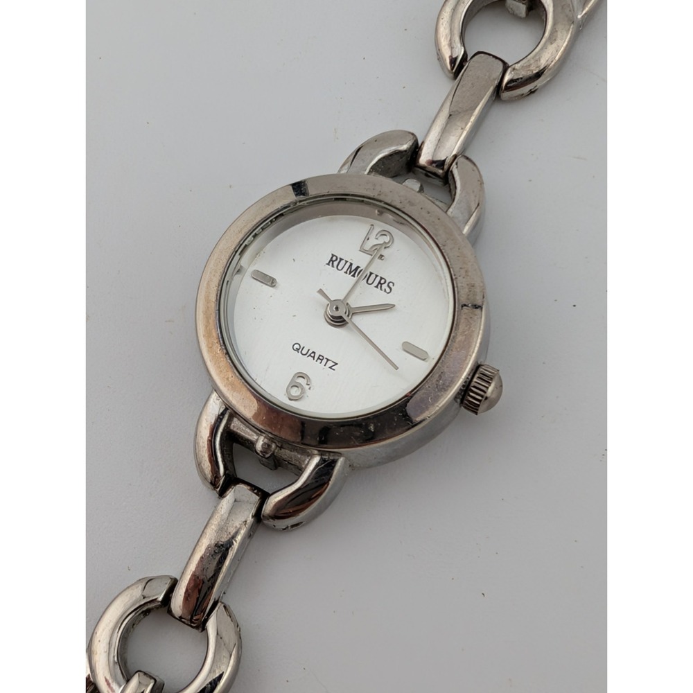 Rumours Watch Women 21mm Case Silver Link 7" Band- New Battery